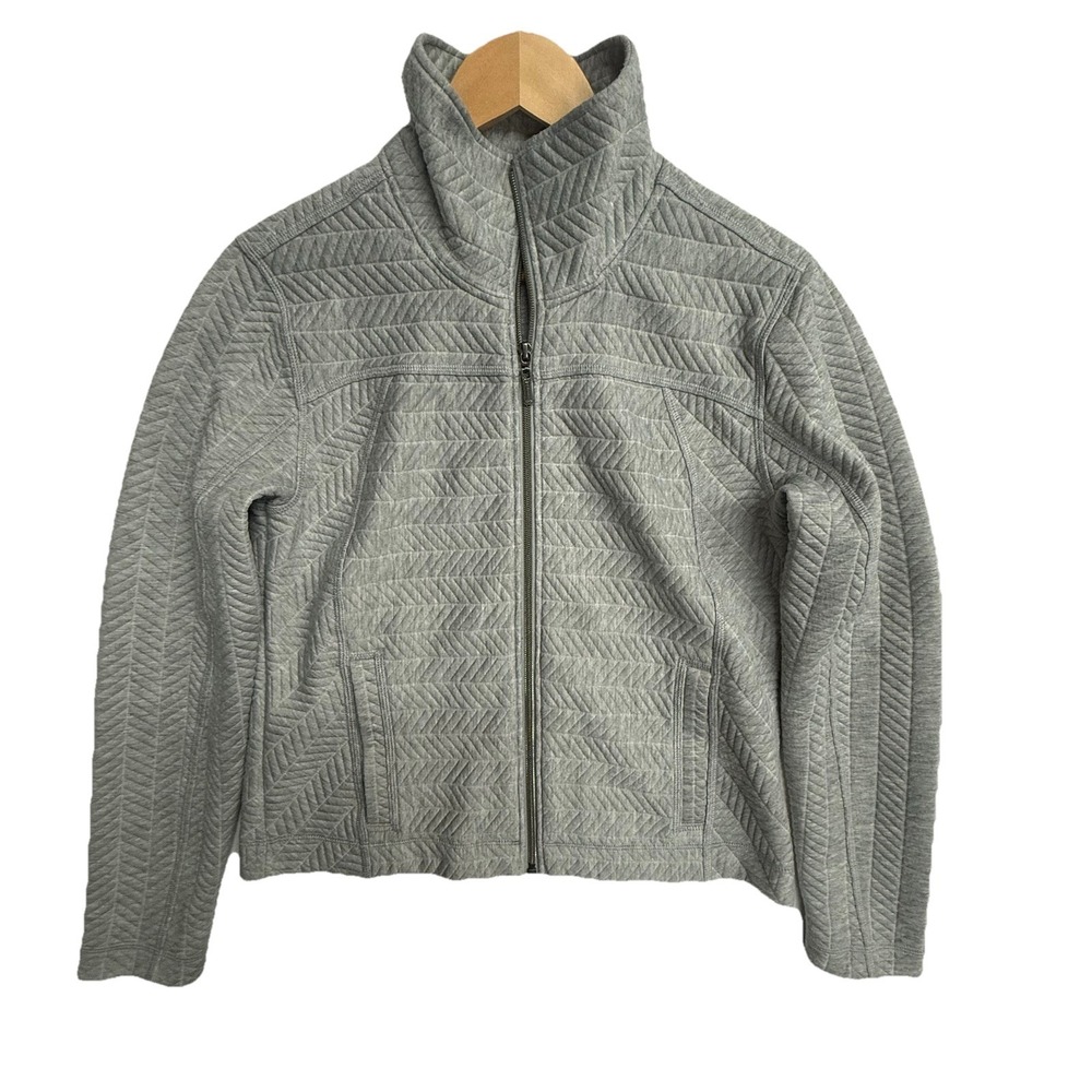 prAna‎ Jacket Womens M Gray Full Zip Quilted Textured Athleisure Outdoor